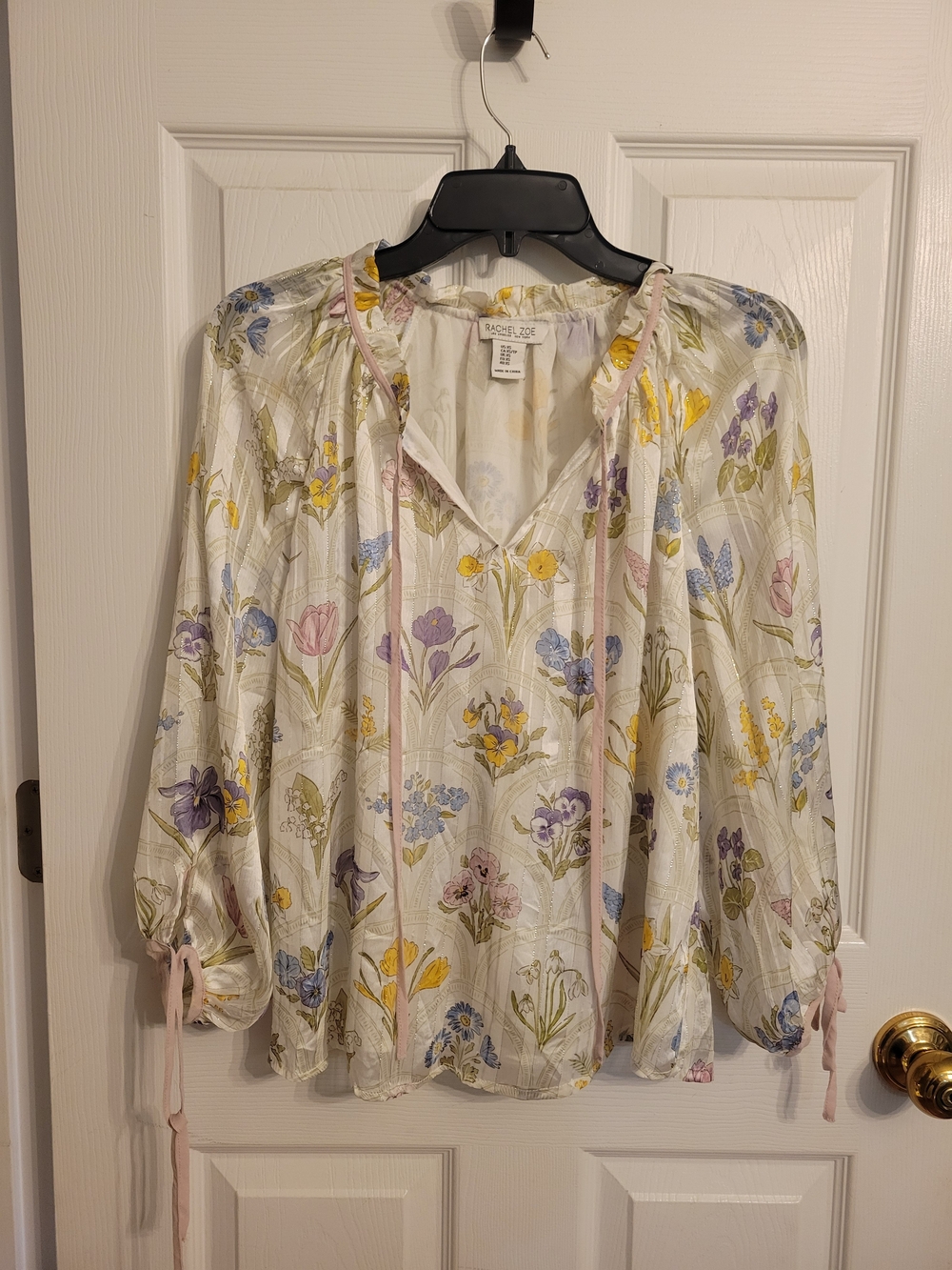 Rachel Zoe White Floral Peasant Blouse